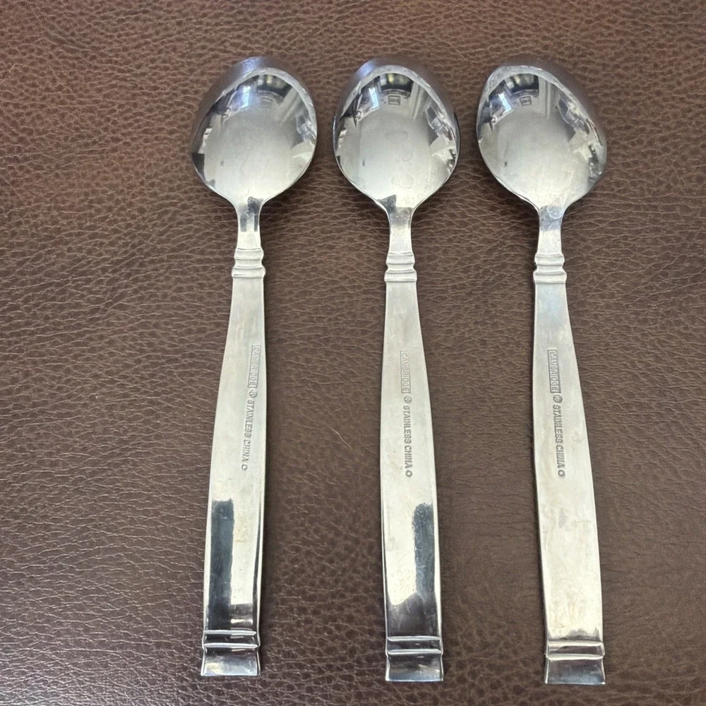 Cambridge 3pc Stainless Steel Silver Flatware Teaspoons Glossy/Matte Banded